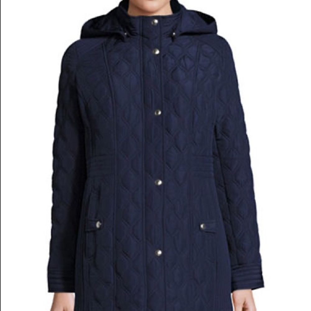 Weatherproof Quilted Hooded Walker Coat-Navy-Medium
